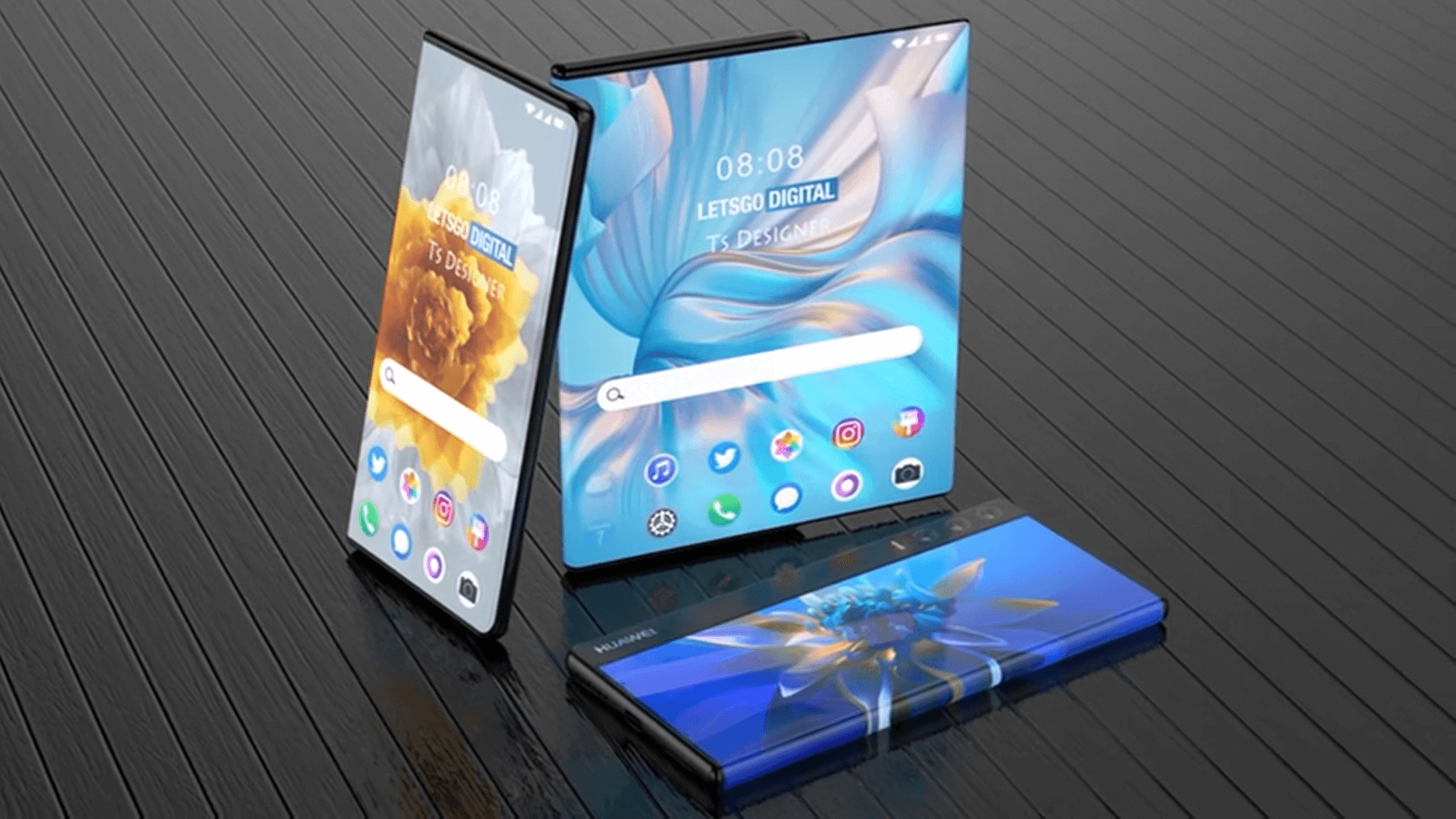 Stretchable smartphone from Huawei showed on a realistic concept