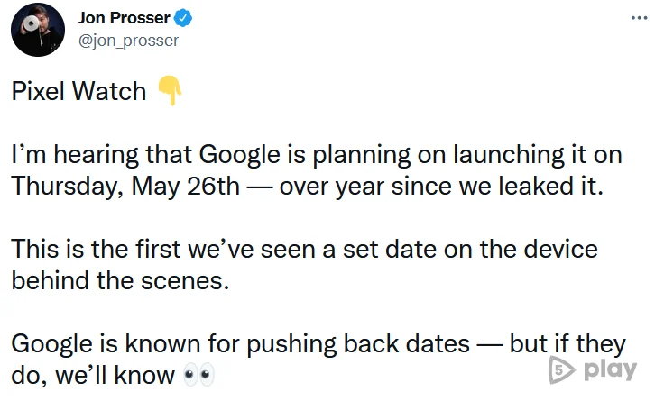Неофициально: стали известны сроки выхода Google Pixel Watch
