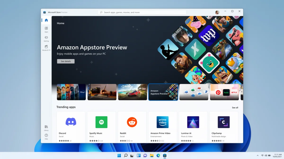 В Windows 11 добавили магазин с приложениями для Android