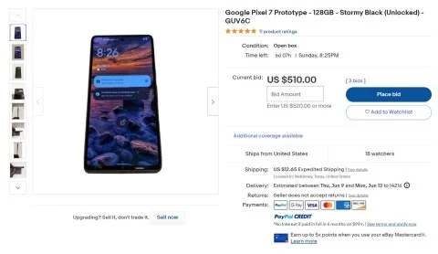 Pixel 7 prototype was listed on eBay months before the announcement