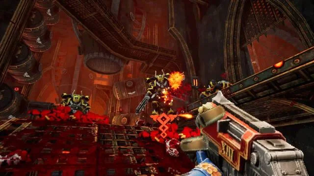 Appeared brutal gameplay video shooter Warhammer 40000: Boltgun